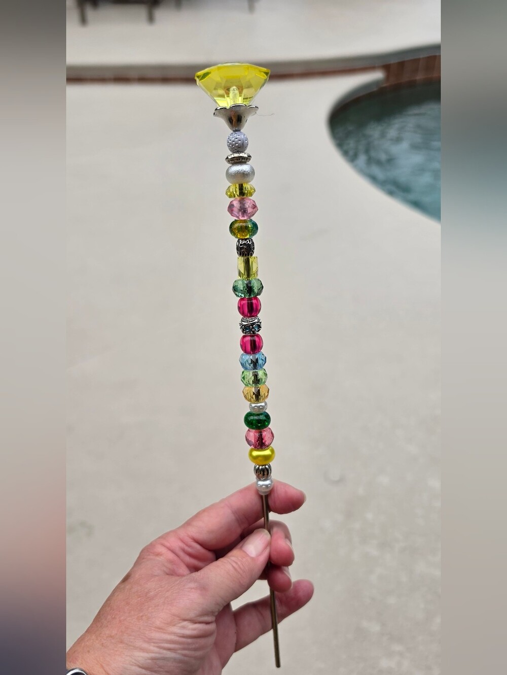 Handmade Beaded Garden Stake Decor/ Plant Stick/ Fairy Wand